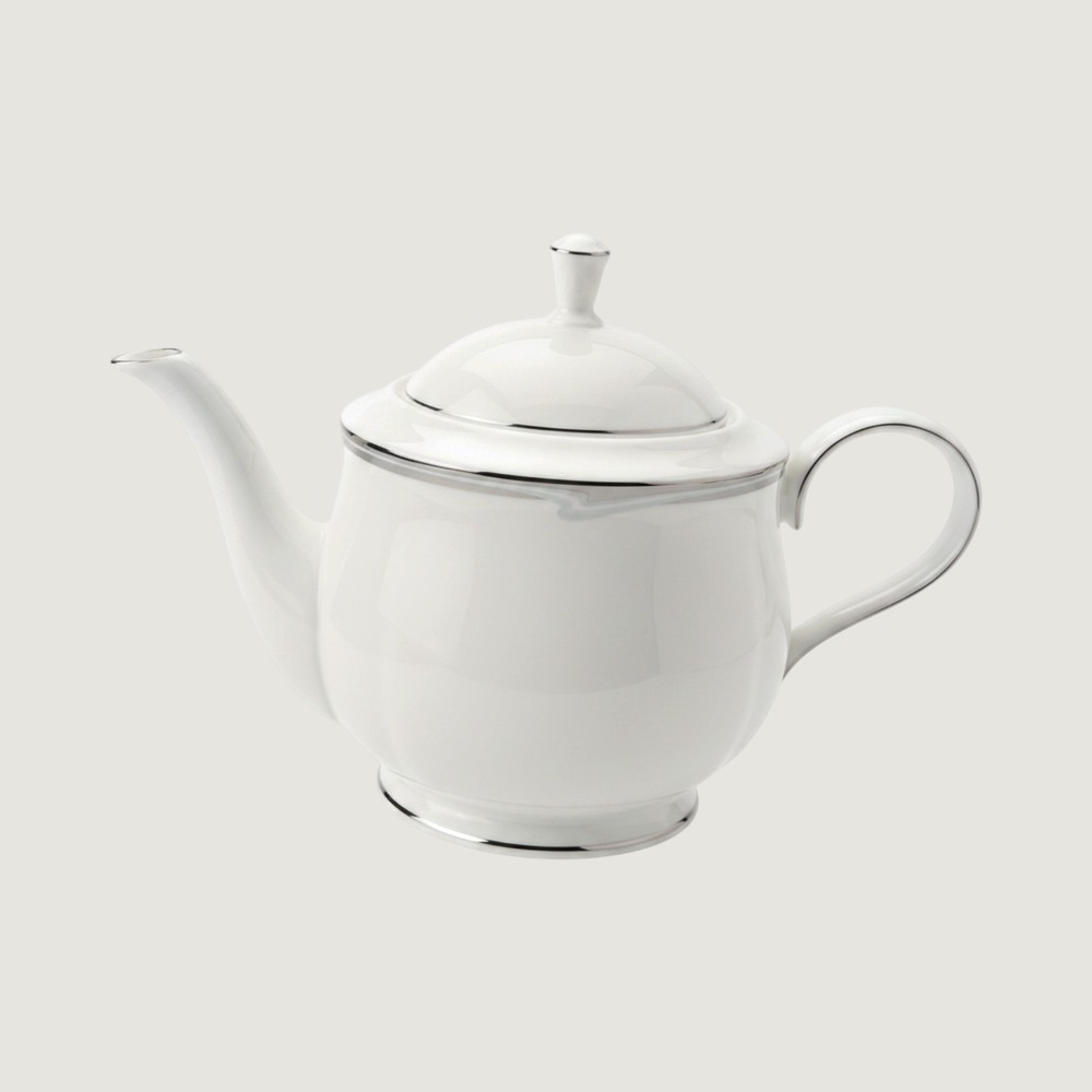 Lenox Joanna Teapot Debut Collection Fine Bone China White Platinum Trim USA HTF